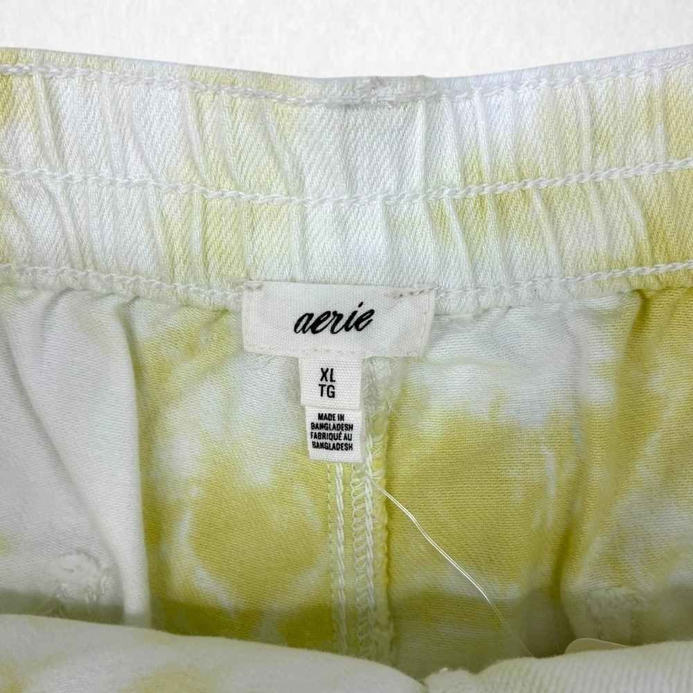 Aerie Yellow Tie Dye Distressed Denim Shorts XL NWT Raw Hem Festival Summer - Picture 4 of 6